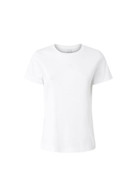 T-shirt Pinko donna 100355 A2HN bianca maniche corte logo ricamato PINKO | T shirt | 100355 A2HNZ04